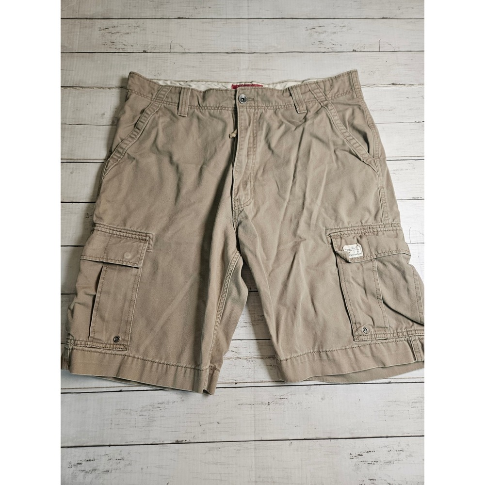 Levis Mens Khaki Tan Cotton Cargo Shorts Relaxed Fit W40 Utility Multi Pocket